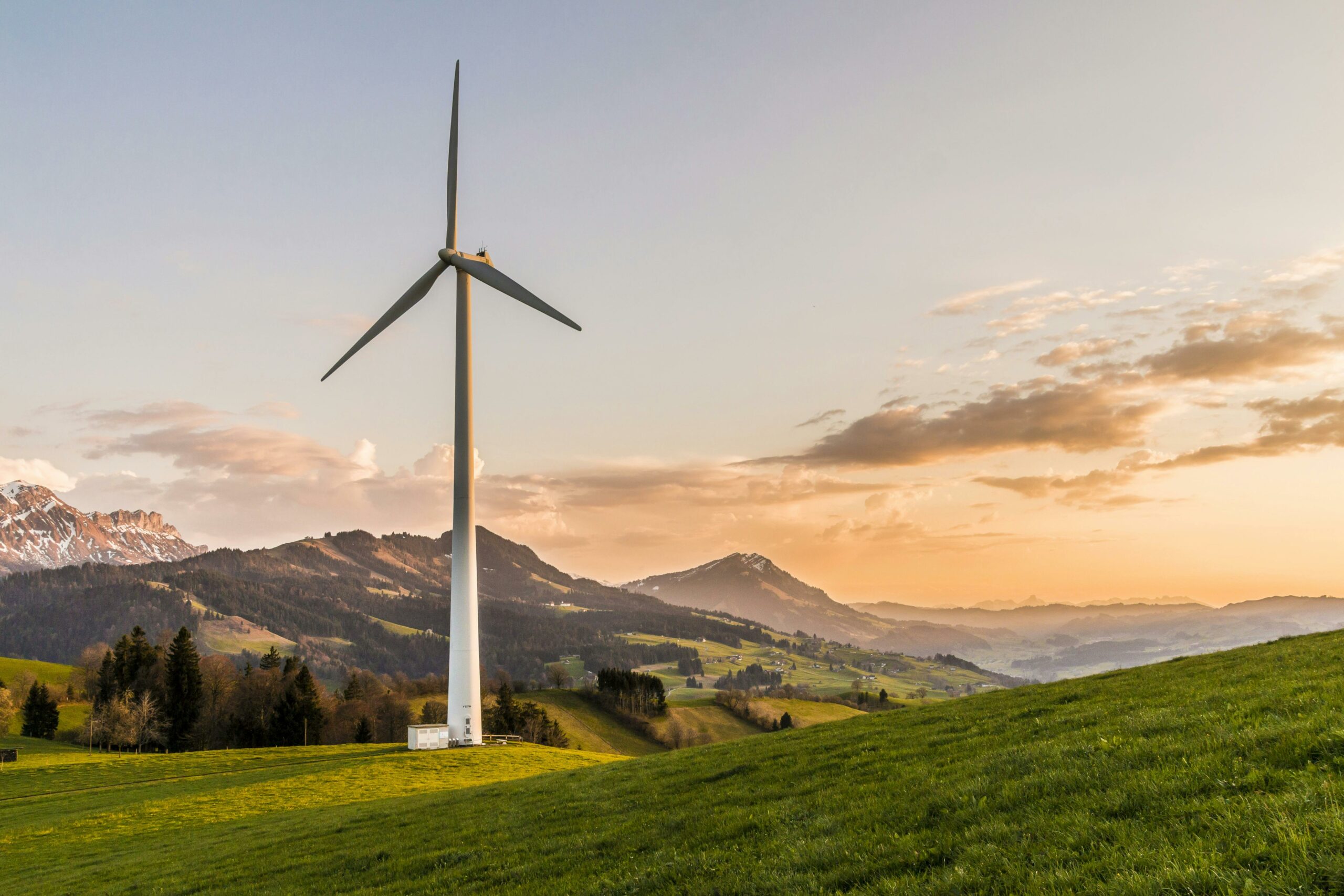 Windmill in front of the mountains