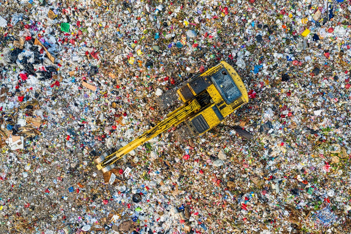 Bird's Eye View Of Landfill Cleaning